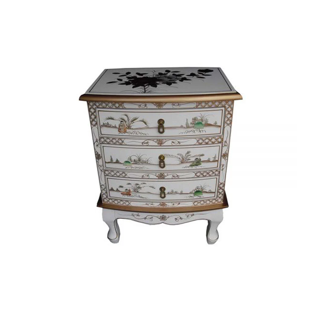 Mother of Pearl White Lacquer 3 Drawer Chest