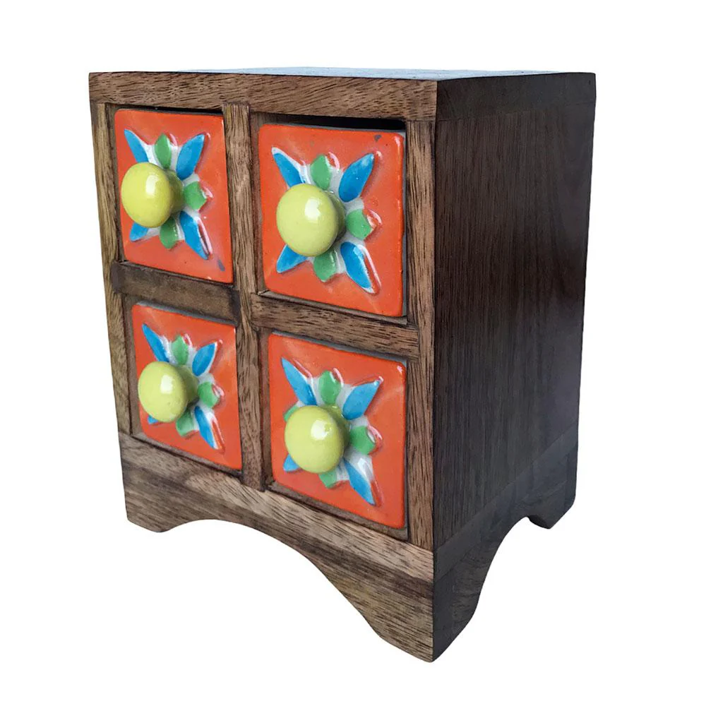 Wood Frame Ceramic 4 Drawer Chest