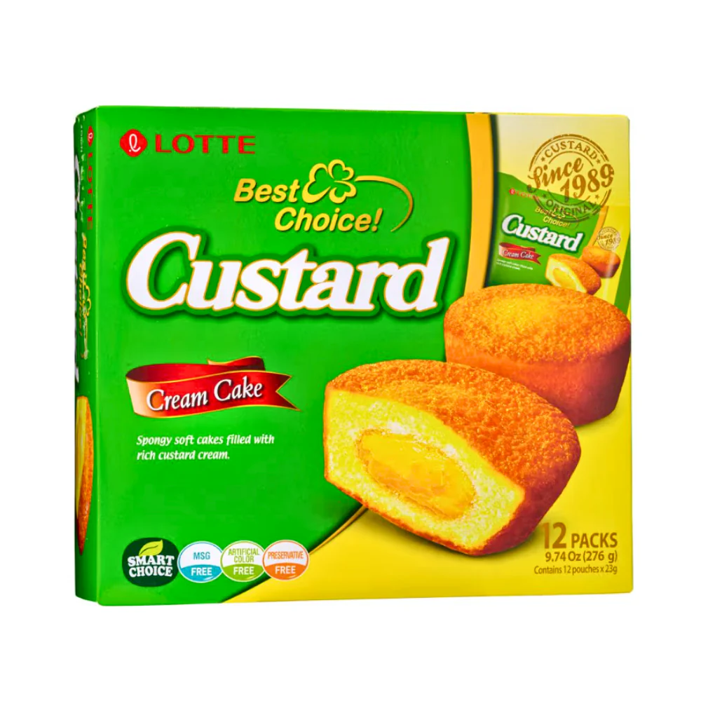 Lotte Custard Cream Cake - 12 Pack - 276g