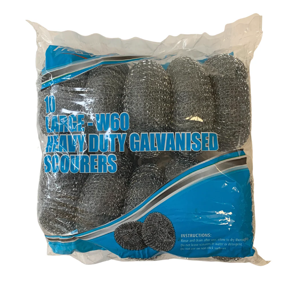 W-60 Large Heavy Duty Galvanised Scourers - 10 pcs