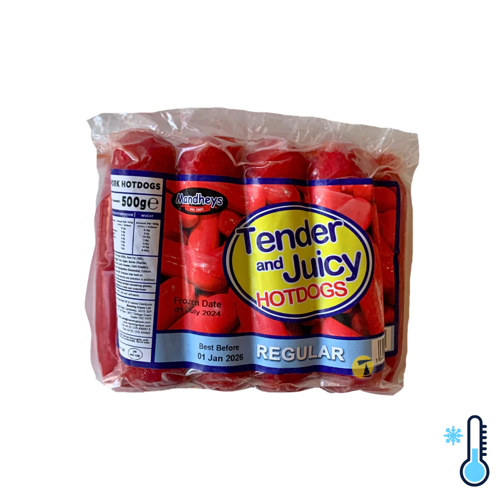 Mandhey's Tender & Juicy Pork Hotdogs (Regular) - 500g [FROZEN]