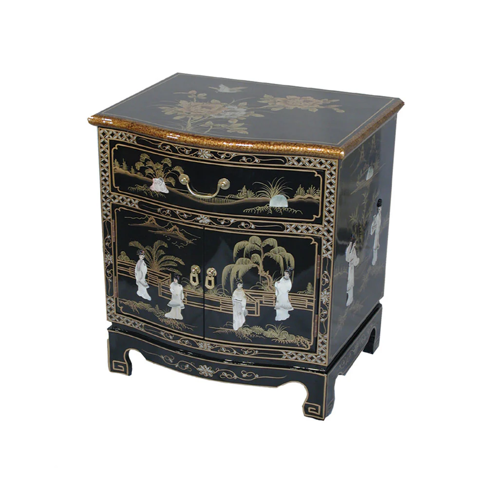 Mother of Pearl Black Lacquer Lamp Table