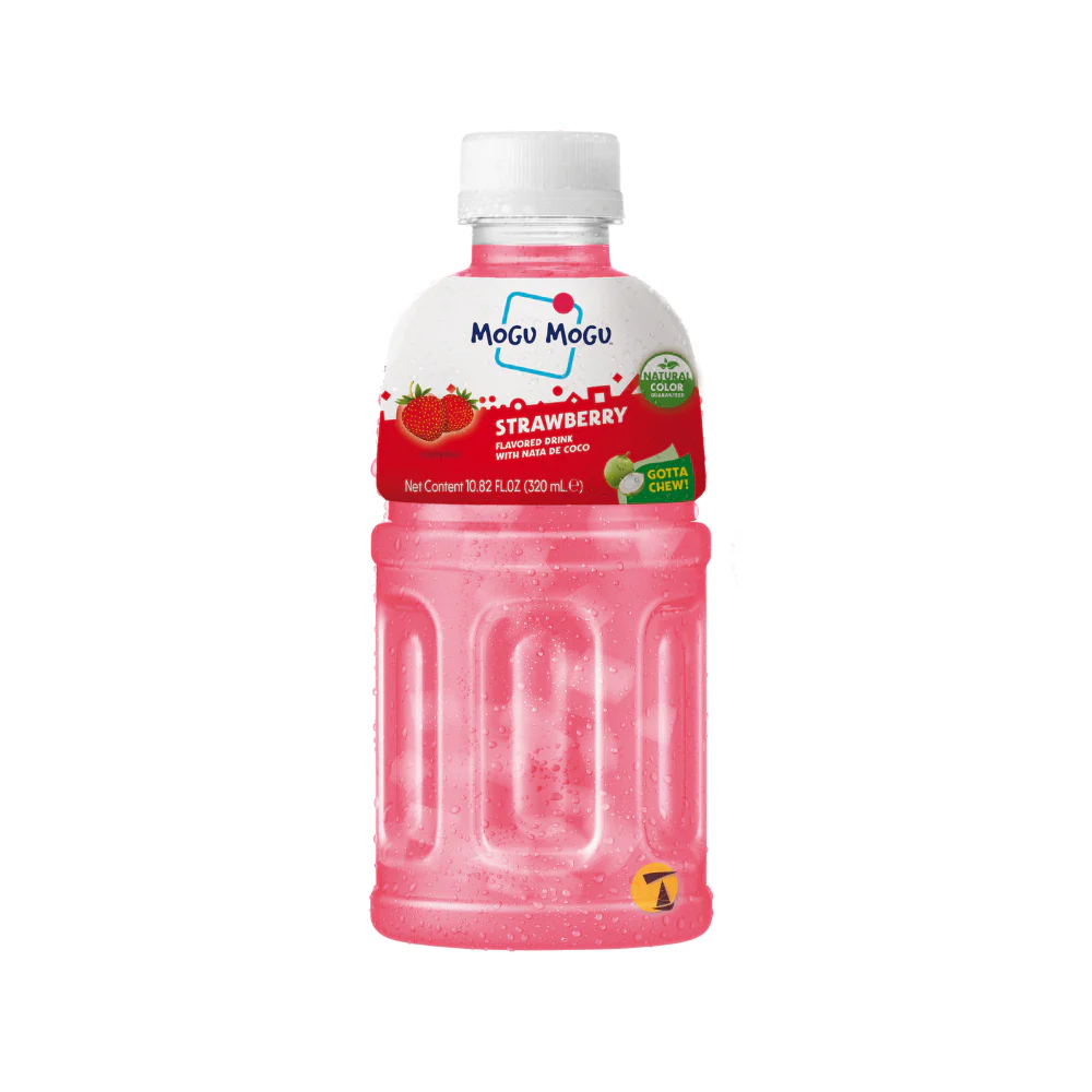 Mogu Mogu Strawberry Flavour Drink with Nata de Coco - 6 x 320ml