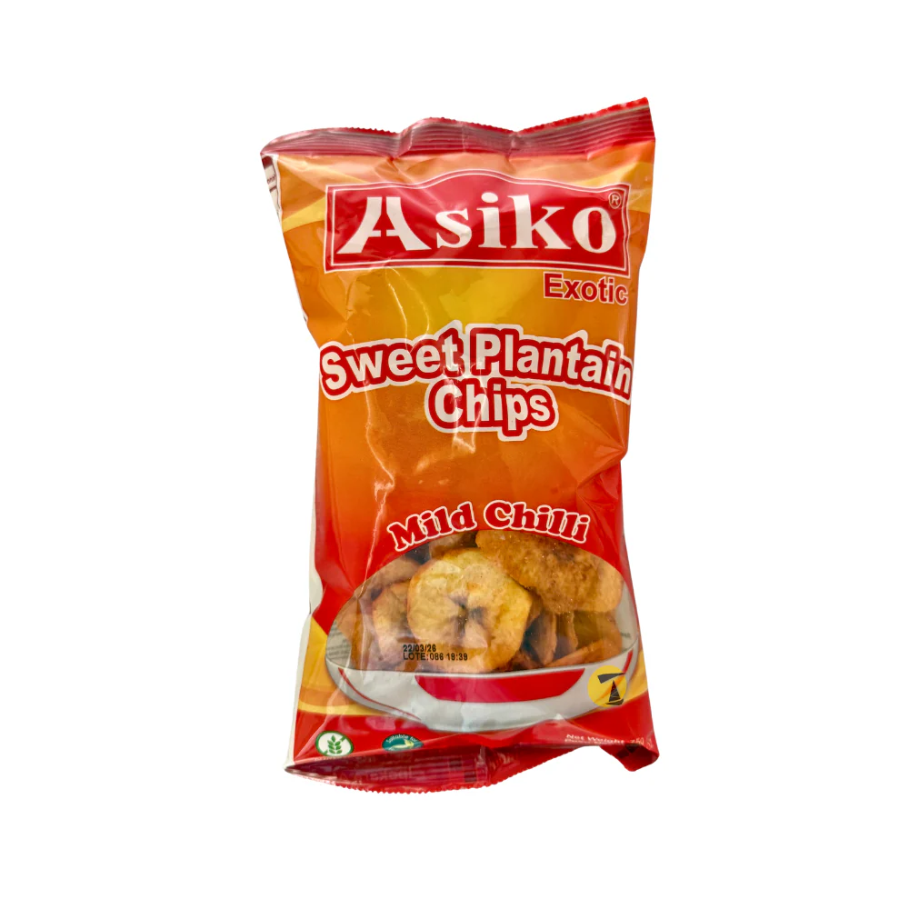 Asiko Exotic Crisps Ripe Plantain - Mild Chilli Flavour - 75g