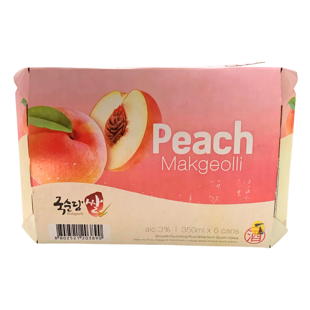 Kooksoondang Korean Rice Wine (Makgeolli) - Peach Flavour - 6x350ml
