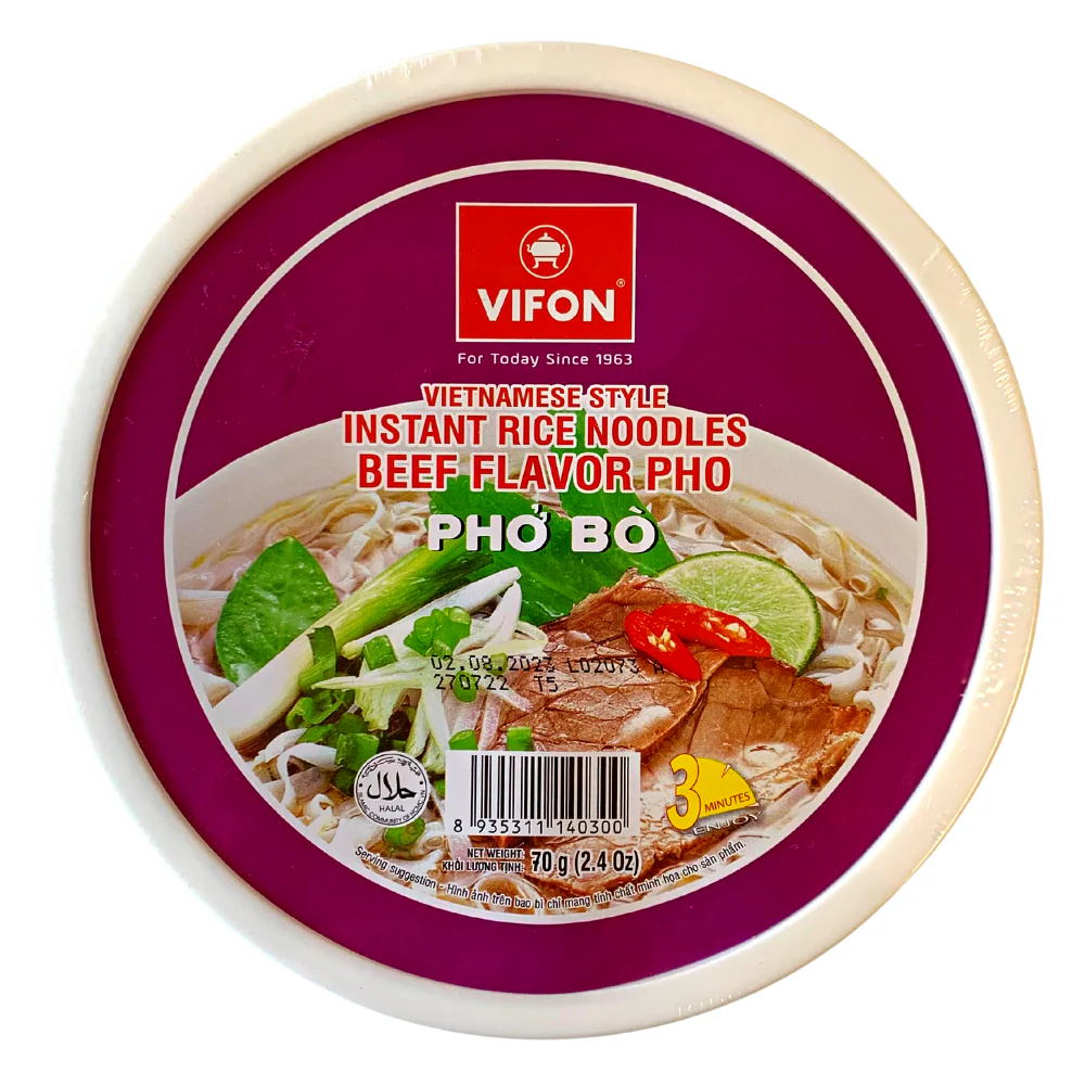 Vifon Vietnamese Instant Rice Noodle Bowl Pho Bo Beef Flavour - 70g