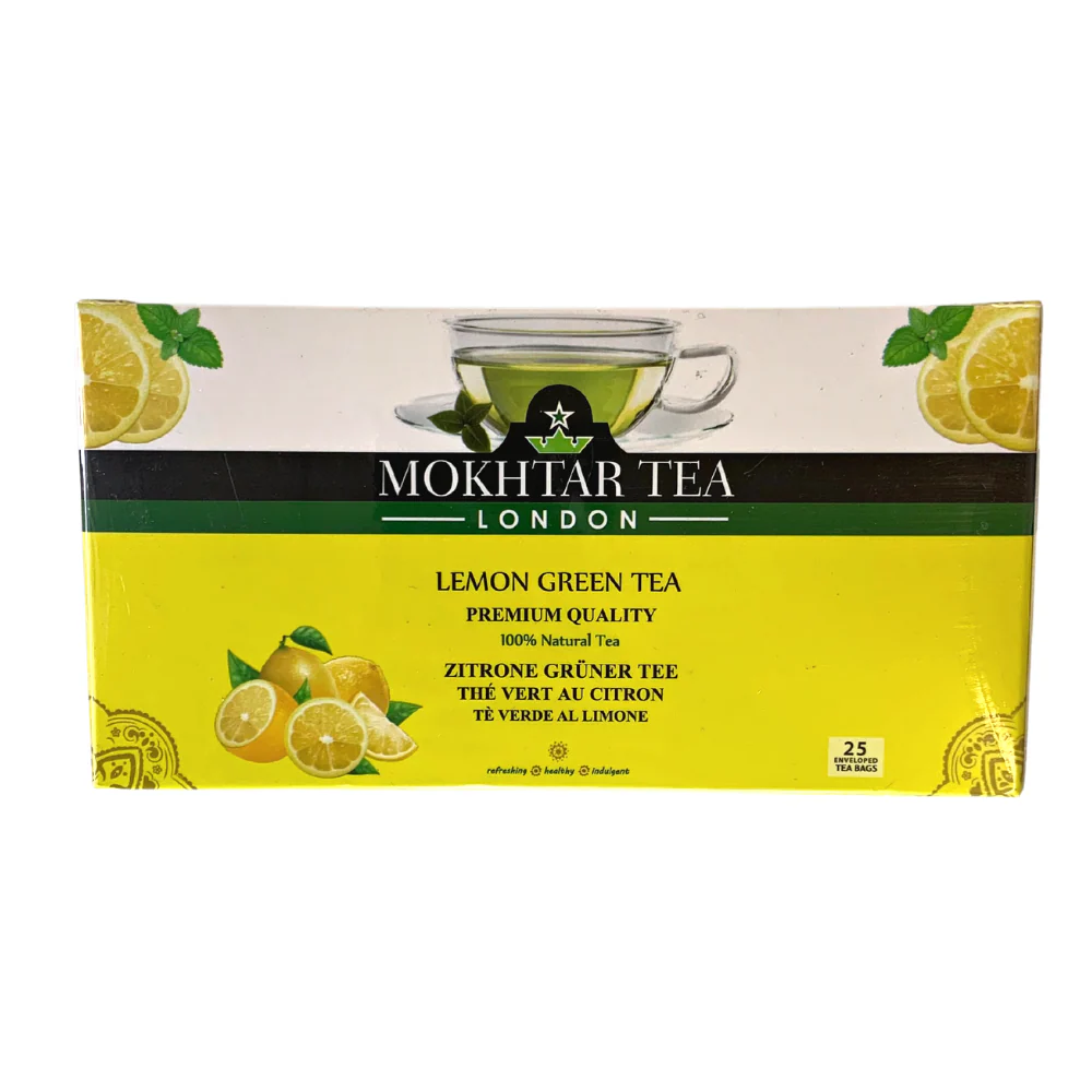Mokhtar 100% Natural Tea LEMON Green Tea - 25 Tea Bags (50g)