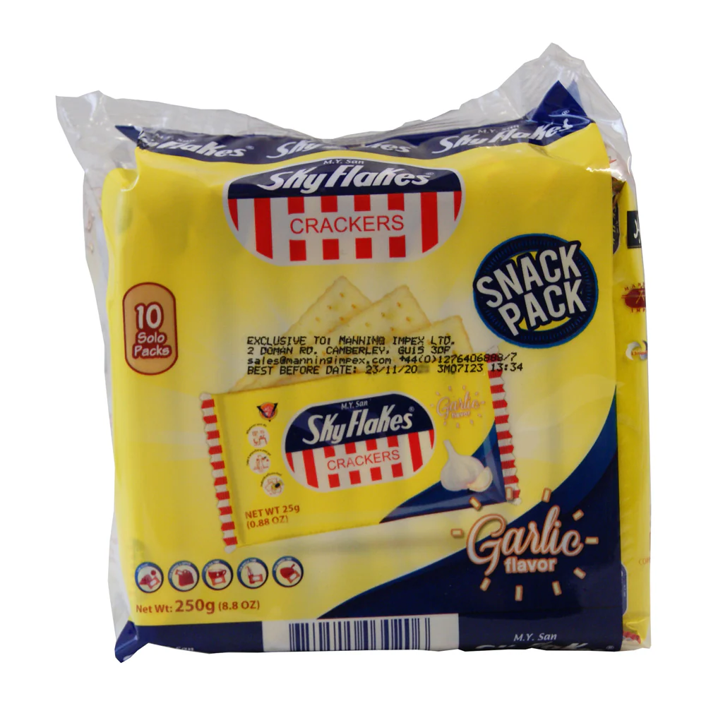 Sky Flakes Crackers Garlic Flavour - 10x25g