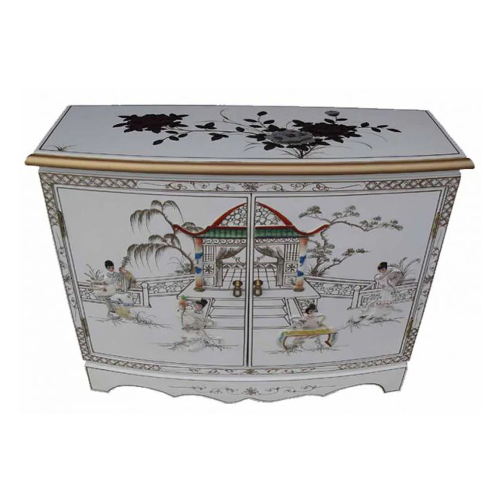 Mother of Pearl White Lacquer 2 Door Cabinet