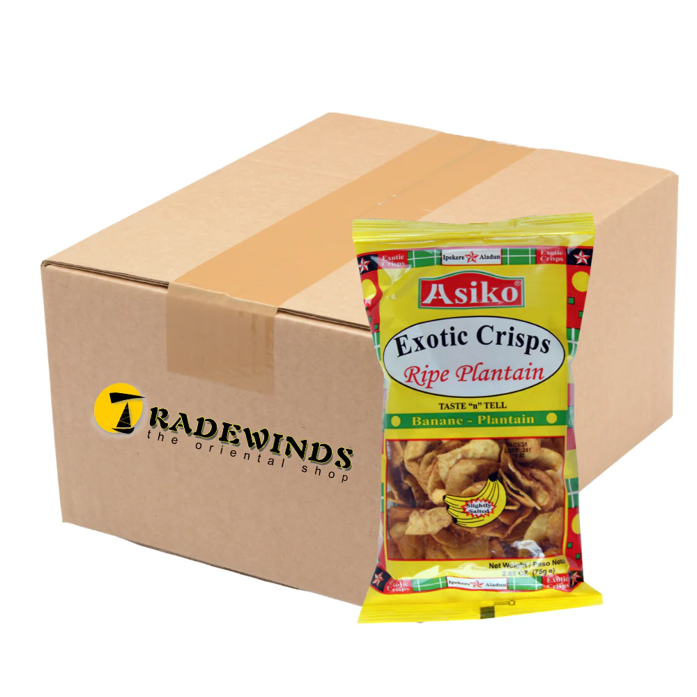 Asiko Plantain Chips - Slightly Salted - 24x75g